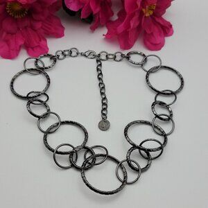 R.J. Graziano Gunmetal Tone Circle Link Chain Necklace 21" Adj.